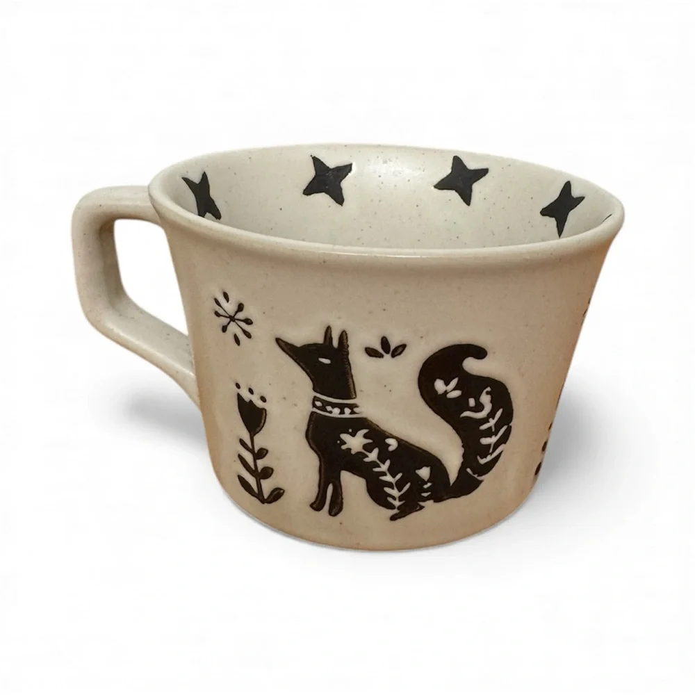 Set of 2 Stoneware Mugs— Fox & Bear Design, Nature Inspired (12 oz) - Picture 6 of 7